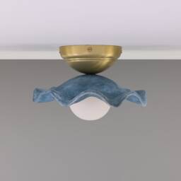 Rivale Ceiling Light With Wavy Ceramic Shade, Blue Earth 8.25 - thumbnail 2