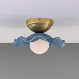 Rivale Ceiling Light With Wavy Ceramic Shade, Blue Earth 8.25 - thumbnail 3