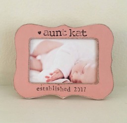 Personalized Aunt Picture Frame 4x6 Hand Stamped, Shabby Chic, Cottage Style - thumbnail 1