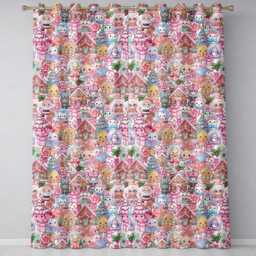 Cute Christmas Gingerbread Candy Pastel Cream Background Seamless Pattern Readymade Eyelet Ring Top Thermal 100% Blackout Curtains - thumbnail 2