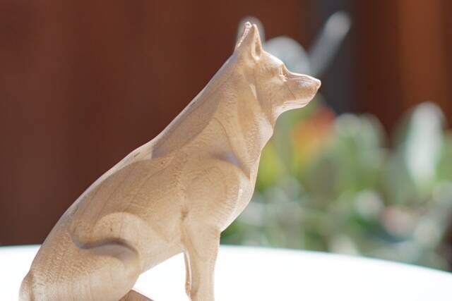 White German Shepherd Satue Or Sculpture. Carved From A Solid Block Of Hard Maple. Sitting Attentive Pose - image 1