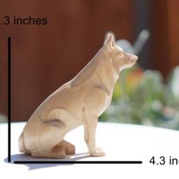 White German Shepherd Satue Or Sculpture. Carved From A Solid Block Of Hard Maple. Sitting Attentive Pose - thumbnail 2
