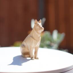 White German Shepherd Satue Or Sculpture. Carved From A Solid Block Of Hard Maple. Sitting Attentive Pose - thumbnail 3