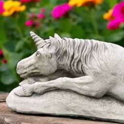 Concrete Lying Unicorn Statue Stone Fantasy Figurine Cement Mythical Sculpture Outdoor Garden Ornament Yard Decoration Unicorn Lover Gift - thumbnail 3