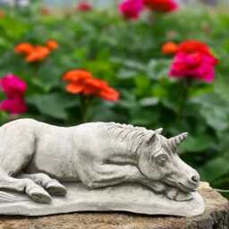 Concrete Lying Unicorn Statue Stone Fantasy Figurine Cement Mythical Sculpture Outdoor Garden Ornament Yard Decoration Unicorn Lover Gift - thumbnail 4