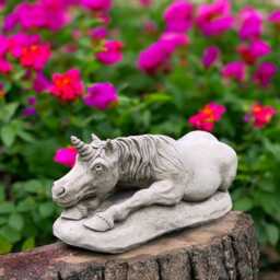 Concrete Lying Unicorn Statue Stone Fantasy Figurine Cement Mythical Sculpture Outdoor Garden Ornament Yard Decoration Unicorn Lover Gift - thumbnail 2