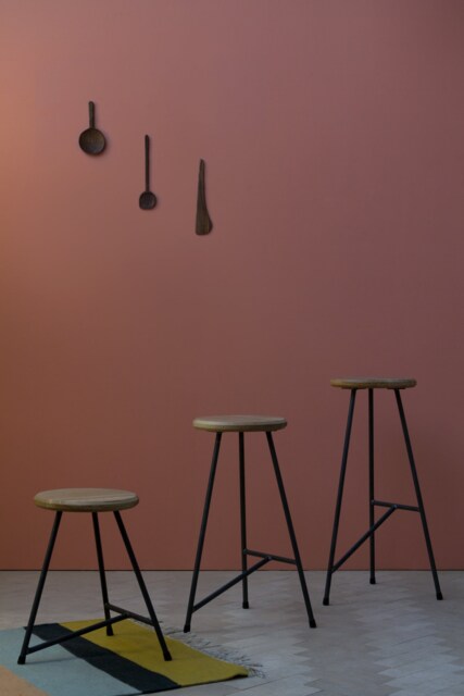 Konk ??? Huffer J Stool [Three Heights] Steel & Oak/Bar Chair - image 1