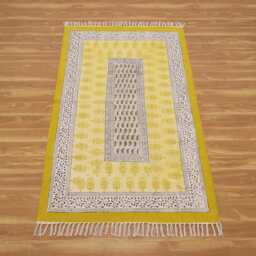 Musturd Yellow/Black Handmade Floral Rug Block Print Cotton Area Bedroom Rug Large Hallway Stair Runner 6x9 9x12 4x20 12x12 Feet - thumbnail 3