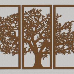 3D Stylish Wood Wall Art Decor Tree Of Life, Triptych, Wooden Painting, Openwork Decor, Ornament, Living Room, Panelling, Rustic - thumbnail 2