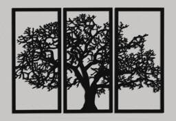 3D Stylish Wood Wall Art Decor Tree Of Life, Triptych, Wooden Painting, Openwork Decor, Ornament, Living Room, Panelling, Rustic - thumbnail 1