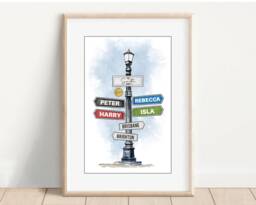 Personalised Sign Post Family Print, Our Gift, Birthday Christmas - thumbnail 1