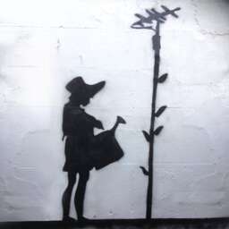 Banksy Girl Watering Flower Stencil Large Wall Art Decor - thumbnail 1