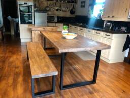 Handmade Solid Wood Farmhouse Table - Custom Size Rustic Kitchen Dining