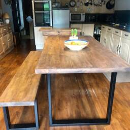 Handmade Solid Wood Farmhouse Table - Custom Size Rustic Kitchen Dining - thumbnail 4