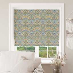 Custom Made To Measure Roman Blind Shade William Morris Strawberry Thief Sky Hand Crafted - thumbnail 1