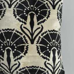 Silk Velvet Cushion Cover, Black Carnations Cushions, Turkish Jacquard Cushion, Ikat Pillow, Decorative Pillow 20''x20''/50x50 cm - thumbnail 2