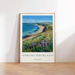 Northumberland Coastline Art Print British Travel Poster - thumbnail 3
