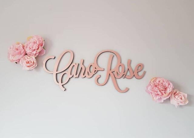 Personalised Script Name Wall Plaque, Wooden Rose Gold, Silver, Gold. Nursery Decor 20cm - image 1