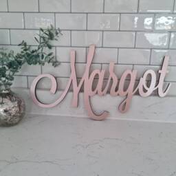 Personalised Script Name Wall Plaque, Wooden Rose Gold, Silver, Gold. Nursery Decor 20cm - thumbnail 2