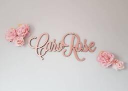 Personalised Script Name Wall Plaque, Wooden Rose Gold, Silver, Gold. Nursery Decor 20cm - thumbnail 1