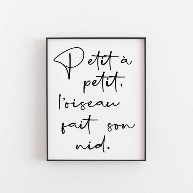 Petit ?? L'oiseau Fait Son Nid Print - French Proverb Wall Art For Patience, Growth & Mindful Living Minimalist Decor France - image 1