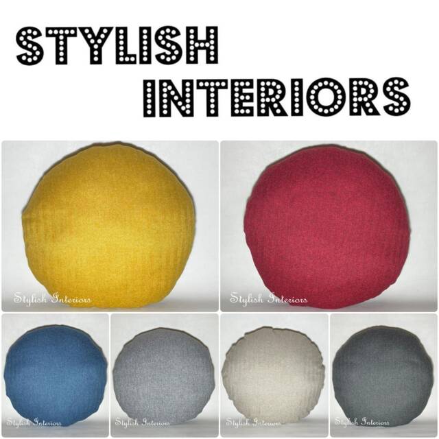 Handmade Round Herringbone Tweed Cushion Cover Circle Bed Sofa Pillowcase Decor - image 1