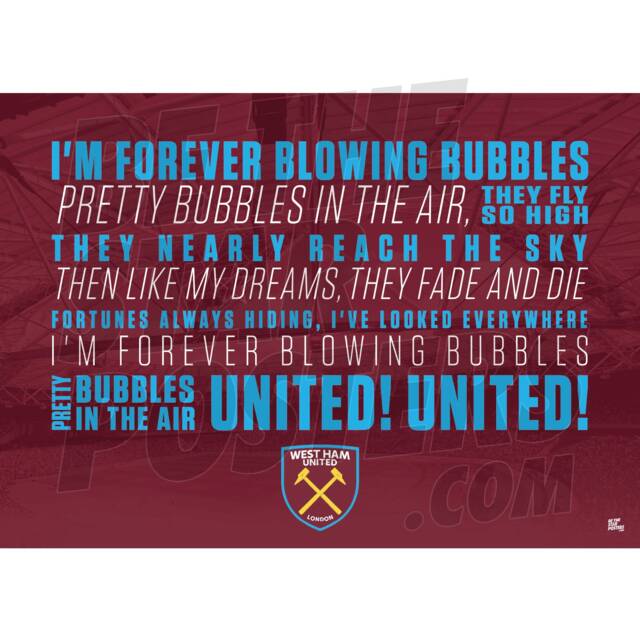 West Ham United Fc Chant Poster - Officially Licensed Product A4/A3 + Framed Option - image 1