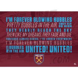 West Ham United Fc Chant Poster - Officially Licensed Product A4/A3 + Framed Option - thumbnail 1