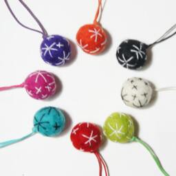 Traditional Christmas Tree Ornament, Scandanavian Felt Ball Pom Hanging, Wool Decor, Country Decor - thumbnail 3