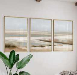 Soft Valley Poster Set, Neutral Landscape Wall Art, Abstract Prints - thumbnail 1