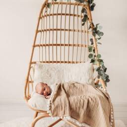 Pom Pom Swaddle, Muslin Swaddle Blanket, Muslin Baby Crib Girl Set, Boy White - thumbnail 2