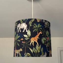 Safari Jungle Lampshade, Safari Lampshade, Jungle Animal Nursery, Nursery Theme, Baby Room - thumbnail 1