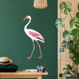 Pink Vintage Flamingo Wall Decal - Plastic-Free Kids Room Stickers