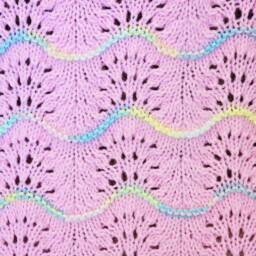 New Handmade Pink Knit Crochet Baby Afghan Blanket Throw Newborn Infant Wave Trim - thumbnail 4