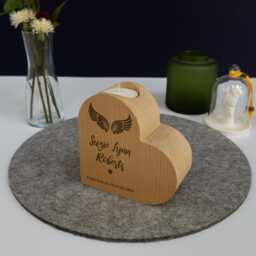 Personalised Heart Memorial Candle Holder - Custom Angel Wings Remembrance Gift Stand - thumbnail 3