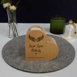 Personalised Heart Memorial Candle Holder - Custom Angel Wings Remembrance Gift Stand - thumbnail 2