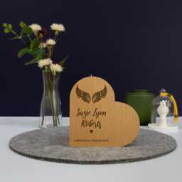 Personalised Heart Memorial Candle Holder - Custom Angel Wings Remembrance Gift Stand - thumbnail 1