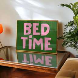 Bed Time Green & Pink Poster, Sleep Lovers Horizontal Cool Decor, Funky Bedroom Print, Stay in Above Art, Dopamine Decor - thumbnail 2