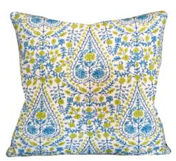 Floral Paisley Throw Pillow Cover John Robshaw Busun Aqua Green - thumbnail 1