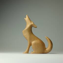 Wooden Wolf Sculpture - 11 - thumbnail 1