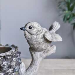 Bird On Branch Tea Light Holder, Ornament, Pinecone Fall Decor - thumbnail 3