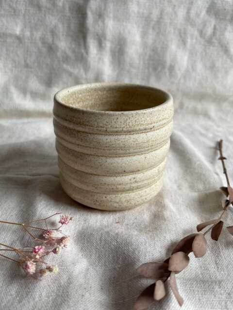 Cream Bubble Ceramic Cup Or Planter, Handmade Glazed Pot, 200Ml Beige Vessel, Unique British Gift, Handcrafted Plant Pots, Coffee Cup - image 1