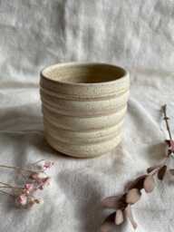Cream Bubble Ceramic Cup Or Planter, Handmade Glazed Pot, 200Ml Beige Vessel, Unique British Gift, Handcrafted Plant Pots, Coffee Cup