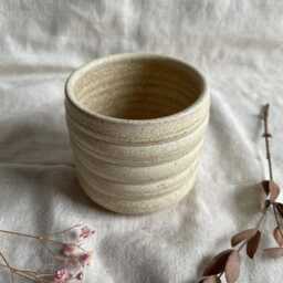 Cream Bubble Ceramic Cup Or Planter, Handmade Glazed Pot, 200Ml Beige Vessel, Unique British Gift, Handcrafted Plant Pots, Coffee Cup - thumbnail 2