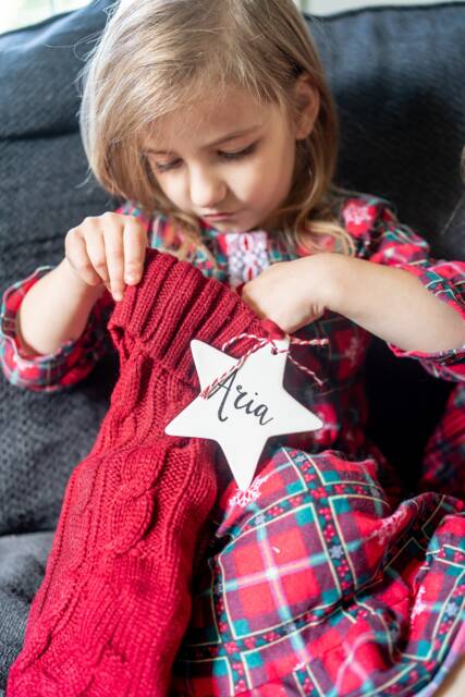 Personalised Family Christmas Stockings - Traditional Festive Red Knitted Stocking - image 1