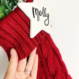 Personalised Family Christmas Stockings - Traditional Festive Red Knitted Stocking - thumbnail 3