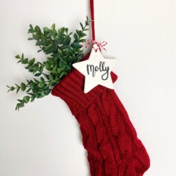 Personalised Family Christmas Stockings - Traditional Festive Red Knitted Stocking - thumbnail 2
