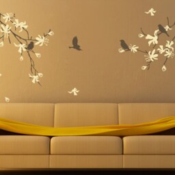 Cherry Blossom Tree Wall Decal Natural With Flowers Birds Wall Sticker Stick On Art By Decalisland -Tree Branch Sd 006 - thumbnail 2