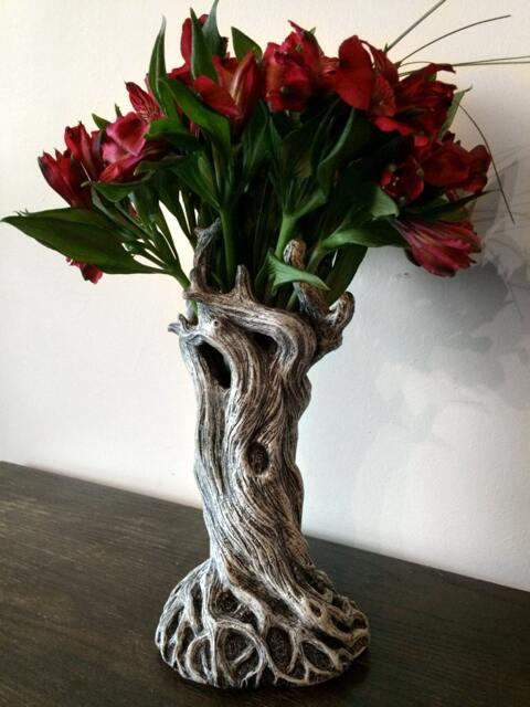 Tree Vase, White Finish - Unique Woodland Rustic Home Decor Resin Sculpture Flower Nature Gift & Earthy - image 1