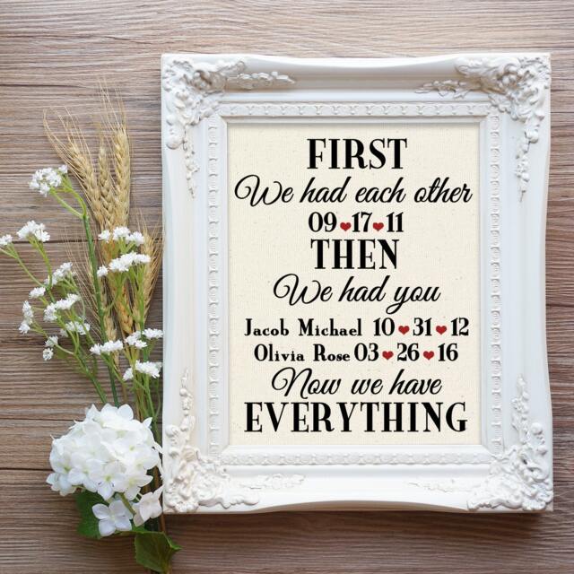 First We Had Each Other Wall Art, Wife Christmas Gift, Husband New Mom Important Dates Print, Dad Gift - image 1